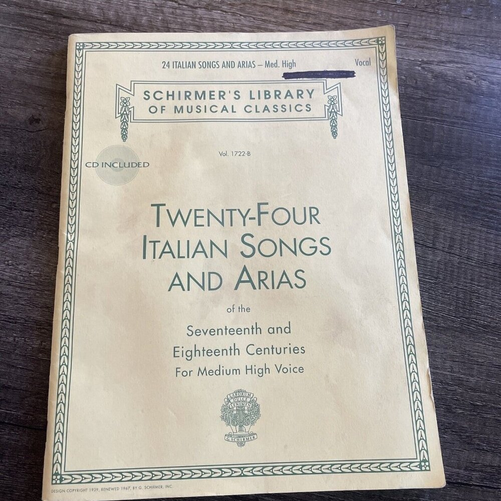 Classroom Methods: 24 Italian Songs and Arias 17th 18th Centuries vocal student
